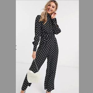 ASOS DESIGN Ruched Waist Detail Jumpsuit in Dot Print - Size 2 ($64)
